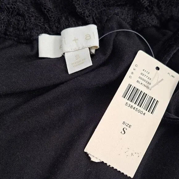 Anthropologie Eri + Ali Coldshoulder Lace Black Button Cuff Dark Boho Top Small - Picture 9 of 9